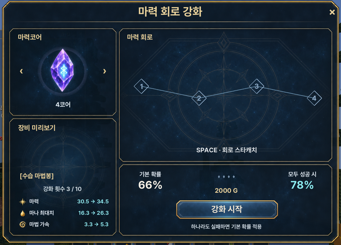 강화 시스템 화면